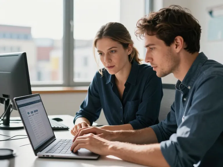 Équipe de développeurs web collaborant sur un projet WordPress dans une agence moderne à Perpignan.