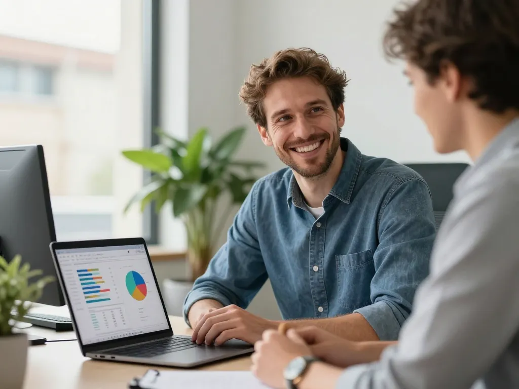 Julien, expert en référencement naturel à Perpignan, travaillant sur la stratégie de visibilité web dans un bureau moderne.