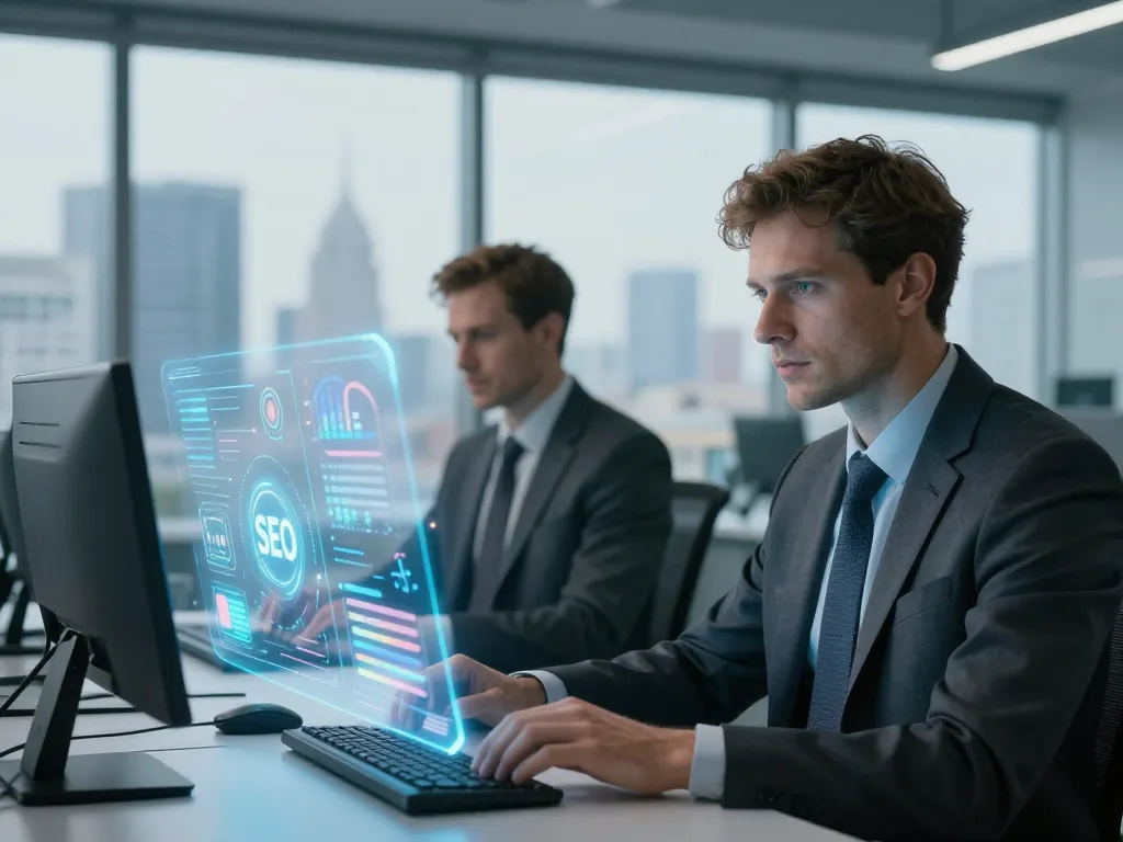 Experts en marketing numérique analysant des données de performance et des graphiques de rentabilité automatisés.